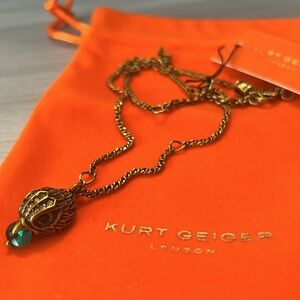 Kurt Geiger Eagle with green Gem Necklace 16inch